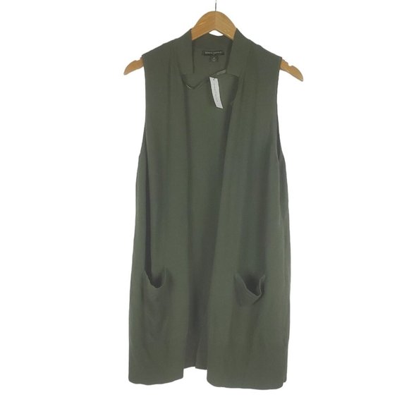 Banana Republic Factory Sweaters - NEW Banana Republic Sleeveless Sweater Vest Cardigan Pockets Medium Olive Knit